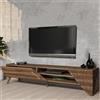 Dmora Mobile Porta TV Lurero 180x40x37h cm Marrone Noce Un Ripiano Un'anta, 3 Vani