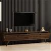 Dmora Mobile Porta TV Lumoro 160x25x40h cm Marrone Noce 2 Vani 2 Ante, Apertura a Ribalta