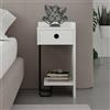 Dmora Comodino Rasalas 32x30x61h cm Bianco 2 Ripiani Un Cassetto, Apertura Scorrevole