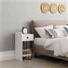 Dmora Comodino Quilla 32x30x61h cm Bianco 2 Ripiani Un Cassetto, Apertura Scorrevole