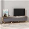Dmora Mobile Porta TV Kotale 180x35x42h cm Nero Antracite 3 Ante Apertura a Ribalta, 3 Vani