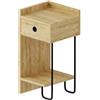 Dmora Comodino Quilla 32x30x61h cm Marrone Quercia Un Cassetto 2 Ripiani, Apertura Scorrevole