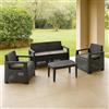 Dmora Set Salotto da Esterno Episcopia Grigio Antracite 4 Posti Un Tavolino, Salottino Outdoor Cuscini Inclusi Made in Italy