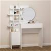 Dmora Consolle Thalassius 35x71.5x83h cm Bianco Specchio Incluso 2 Ripiani, 2 Vani