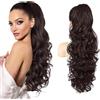 KBRPEY Extension Coda Capelli a con clip a coda di cavallo con artiglio ondulato sintetico naturale Sintetici Ondulati Coda Cavallo Extension per Donna (Marrone A)