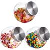 Relaxdays Barattoli per Caramelle, Set 3 Vasi 1,5 L, per Biscotti, Dolci, Confetti, Coperchio Acciaio Inox, Trasparente