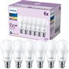 Philips Confezione da 6 lampadine LED satinate A60 [bianco caldo 2700 K - attacco a baionetta B22] 100 W, non dimmerabile, per illuminazione interna domestica