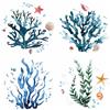 GORGECRAFT 4 Stili Adesivo per Finestra Corallo Alghe Estive Oceano Tema Marino Decalcomanie per Finestre in Vetro sotto Il Mare Adesivi Rimovibili Impermeabili per Porte Scorrevoli Prevenire 16x16cm