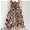 Donna Vita Alta Loose Gamba Larga Pantaloni Stampa Leopardata da Bootcut