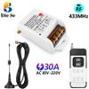 Diese Interruttore di telecomando RF 433 Mhz 30A Ricevitore relè AC 110 V 220 V ad alta potenza con trasmettitore on off antenna esterna da 3 m per pompa