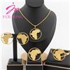 YM 4 pezzi set di gioielli per donna Dubai color oro mappa africana pendente 40 cm collana orecchini a clip polsino braccialetti anello regolabile gioielli