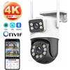 DDBROUGEN Telecamera di sorveglianza WiFi 4K 8MP, doppia lente, zoom digitale 4X, rilevamento umano AI, ONVIF, telecamere IP PTZ di sicurezza esterna