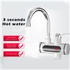 Rbefeuly Rubinetto dell'acqua calda elettrico istantaneo senza serbatoio 220V 3-Sec con display digitale a LED Riscaldamento rapido del rubinetto della cucina Scaldabagno per WC
