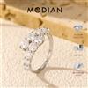 MODIAN D Colore Moissanite Eternity Band Anello in argento sterling 925 Anello geometrico di lusso per le donne Gioielleria raffinata di fidanzamento di nozze