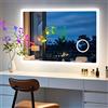 BORWART Specchio da bagno LED Bluetooth Specchio cosmetico con ingrandimento 3x con antiappannamento, luce di memoria a 3 colori, rettangolare 1200 mm, 1000 mm, 800 mm