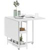 HOMCOM Tavolo da pranzo pieghevole HOMCOM, tavolo da cucina rettangolare pieghevole allungabile con rotelle per fino a 4 persone con scomparti aperti, per piccoli spazi, sala da pranzo, bianco