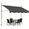 NONE Tenda da Sole Manuale con Manovella, 350×120 cm, Retrattile, Altezza e Inclinazione Regolabili, Senza Foratura, per Balcone, Patio, Giardino
