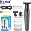 Kemei Rasoio elettrico da uomo Kemei 3-in-1, regolabarba ricaricabile, regolacapelli per naso e orecchie, rasoio da viaggio senza fili per la famiglia