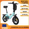 bodywel Bicicletta Elettrica Pieghevole Bodywel T16PRO 14", Batteria 250W 36V 10.4Ah, E-Bike per Pendolari Urbani, 25km/h 35km di Autonomia, Sospensione Anteriore, Display LED, Spedizione UE