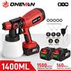 ONEVAN Pistola a spruzzo elettrica ONEVAN 1400ML, spruzzatore di vernice senza fili per uso domestico, aerografo per rivestimento di mobili e acciaio, compatibile con batteria Makita 18V.