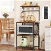 NONE Scaffale da cucina per forno a microonde, scaffale autoportante con/senza prese, mini bar da caffè, scaffale per spezie, struttura in metallo con 8 ganci a S, ripiano regolabile in altezza, scaffale
