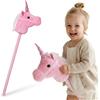 Mamabrum Cavallo a dondolo Mamabrum rosa a forma di unicorno su Kiju per bambini 18m+, giocattolo Montessori in peluche per lo sviluppo del movimento, educativo per bambine, con redini, per saltare, correre,