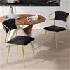 ThomP Set di 2 sedie da pranzo moderne, sedia imbottita in velluto con gambe in metallo dorato, comoda sedia da cucina con schienale alto per soggiorno e ristoranti, colore nero