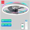 IRALAN Ventilatore da Soffitto RGB Intelligente con Luce, Telecomando e App, Dimmerabile, 6 Velocità, per Camera da Letto e Uso Domestico