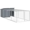 vidaXL Casetta Cani con Corsa Antracite 153x396x110 cm Acciaio Zincato