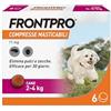 FRONTPRO 6 Compresse Masticabili Antiparassitario per Cani di Peso 2-4 kg Protegge da Pulci e Zecche, Antipulci in Confezione da 6 Compresse da 11.3 mg di Afoxolaner, 2kg-4kg