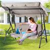 BAKAJI Dondolo da Giardino 3 Posti Altalena per Esterno Acciaio con Tettuccio Beige