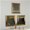Dmora Specchio Mirili 40x40h cm oro Modulabile set da 3, Forma Rettangolare