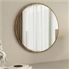 Dmora Specchio Mivini 60x60h cm Marrone Noce Forma Rotondo Tipologia a Parete, Colore Struttura Trasparente