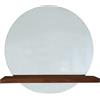 Dmora Specchio Nelone 70x70h cm Marrone Noce Mensola Inclusa Forma Rotondo, Colore Struttura Trasparente