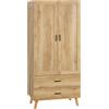 HOMCOM Armadio 2 Ante a Battente con 2 Cassetti e Asta Appendiabiti, 80x54x180 cm, Legno | Aosom Italy