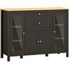 HOMCOM Buffet mobile contenitore 1 armadio doppia anta 2 armadi con anta in vetro 2 cassetti ripiano regolabile 120x40x90cm nero | Aosom Italy