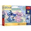 Trefl - Lilo & Stitch, Divertimento con Stitch - Puzzle da 60 pezzi - con i personaggi del film, un poster esclusivo, intrattenimento creativo, divertimento per bambini dai 4 anni in su