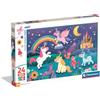 Clementoni - Sweet Unicorn Night Supercolor Puzzle - Puzzle per bambini da 24 pezzi grandi Maxi con illustrazione di unicorni e castello magico, dai 3 anni - 24839