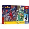 Trefl - Spider-Man, Giornata dei supereroi - Puzzle da 60 pezzi - con i personaggi del cartone animato, un poster esclusivo, intrattenimento creativo, divertimento per bambini dai 4 anni in su