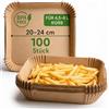 LEHMANN 100 pezzi di carta da forno per friggitrice ad aria calda 4,5 L-8 L cestini, quadrato 20-24 cm, antiaderente e resistente all'olio Airfryer carta da forno, carta pergamena, accessorio per