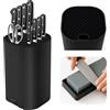 Qoosea Ceppo Coltelli da Cucina Vuoto, Qoosea 4 in 1 Ceppo Portacoltelli con Cote e Slot Porta, Universal Staccabile Portacoltelli da Cucina per una Facile Pulizia Salvaspazio