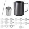 SZXMDKH Bricco per Latte in Acciaio Inox, 1 Pezzi Bricco Latte Schiumatore Schiuma Brocca Tazza 350ml con 1 Pezzi Misurazione della Latte Art Penna Lattiera per cappuccino in Acciaio Inox Caffè Latte Art