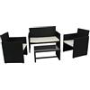 Linea Garden Friend Salotto Valencia Black 2 poltrone, 1 Divano, 1 Tavolo Materiale: polyrattan Colore Nero