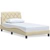 vidaXL Struttura letto senza materasso crema 100x200 cm tessuto