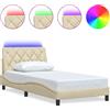 vidaXL Struttura letto con LED senza materasso crema 100x200 cm in tessuto