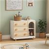 [en.casa] Cassettiera per Cameretta 79x41x66 cm Effetto Rovere | Comò 3 Cassetti 2 Vani Scomparti Aperti a Misura di Bambini, Archiviazione, Piedini in Legno di Pino, Mobile Contenitore