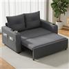 Lcoho Divano letto 3 in 1, divano letto estraibile con funzione sonno, divano doppio con porta bevande, tasche laterali, cuscino e porta USB, design moderno, adatto per soggiorno e camera da letto (grigio)