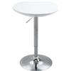 HOMCOM Tavolo Rotondo da Bar con Piano Girevole, Altezza Regolabile con Leva a Gas e Base in Acciaio, Φ61x76-97cm, Bianco