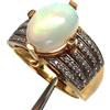 PNG Anello In Argento Sterling 925 Con Zircone E Opale Multicolore Mis. 7.25