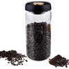 LEKEFETO Barattolo per caffè con coperchio sottovuoto: barattolo di vetro da 1800 ml con coperchio nero, conservazione sostenibile, contenitore per caffè sottovuoto, ermetico per tè, noci, cacao